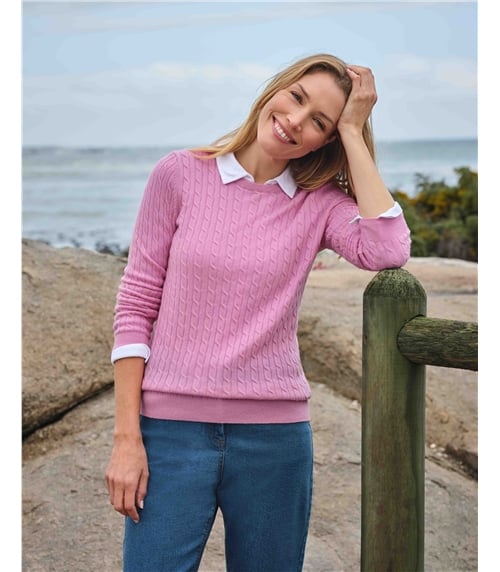 Cashmere Merino Cable Crew Neck Jumper