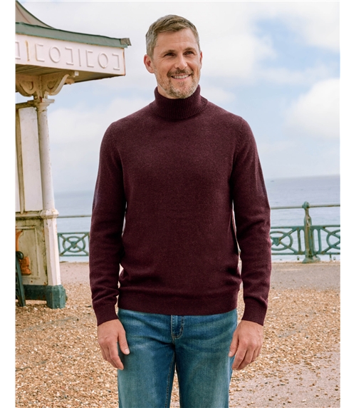 Cashmere and Merino Polo Neck Jumper