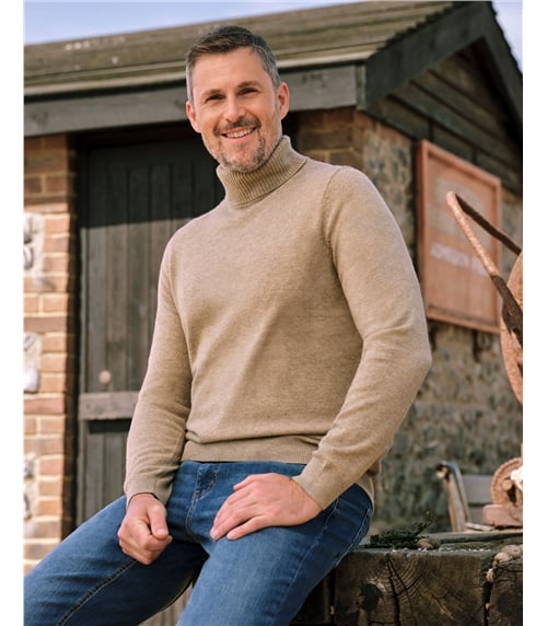 Cashmere and Merino Polo Neck Jumper