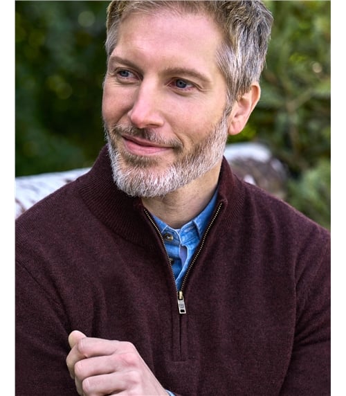 Cashmere and Merino Zip Neck Sweater
