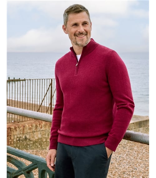 Cashmere and Merino Zip Neck Jumper