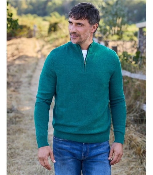 Cashmere and Merino Zip Neck Jumper