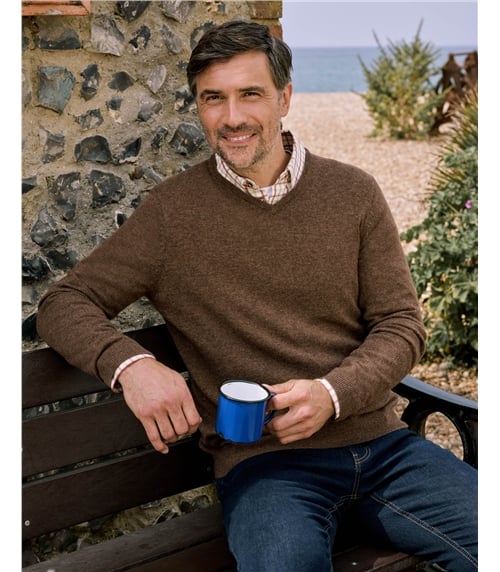 Cashmere & Merino Classic V Neck Knitted Jumper