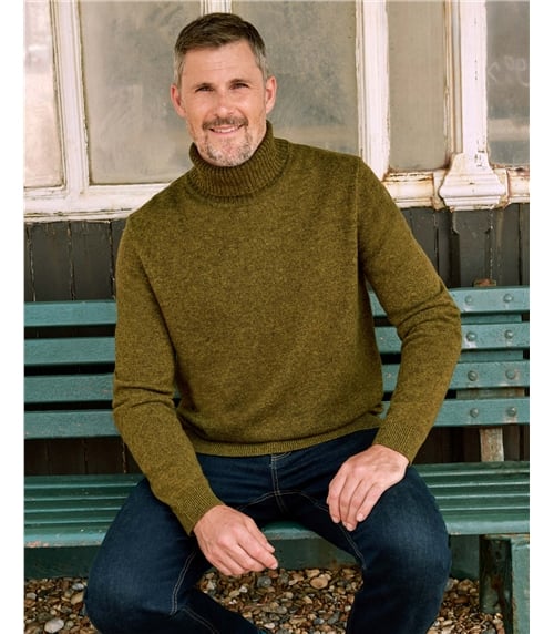 Mens Lambswool Polo Neck Jumper