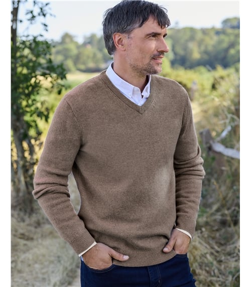 Mens Lambswool V Neck Jumper