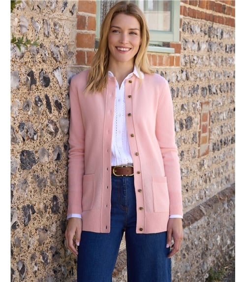 Lambswool Ladies Crew Neck Cardigan