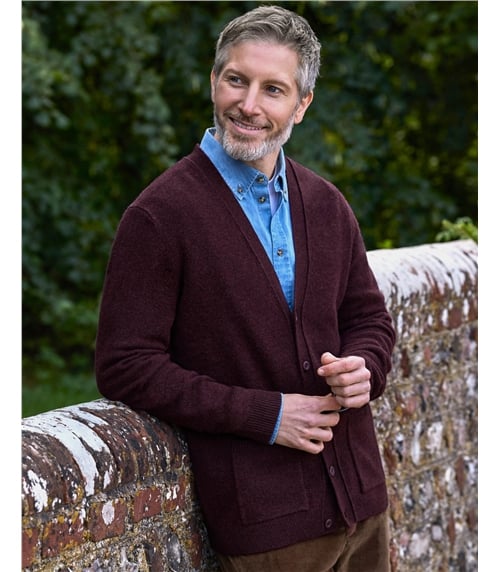 Mens Lambswool V Neck Cardigan