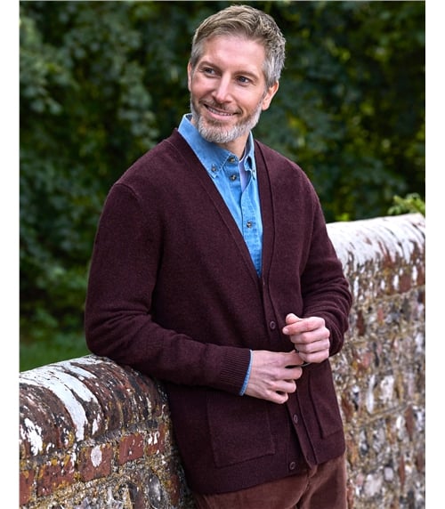 Mens Lambswool V Neck Cardigan
