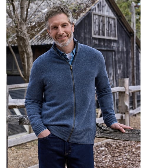 Strickjacke mit Reißverschluss aus Lammwolle für Herren
