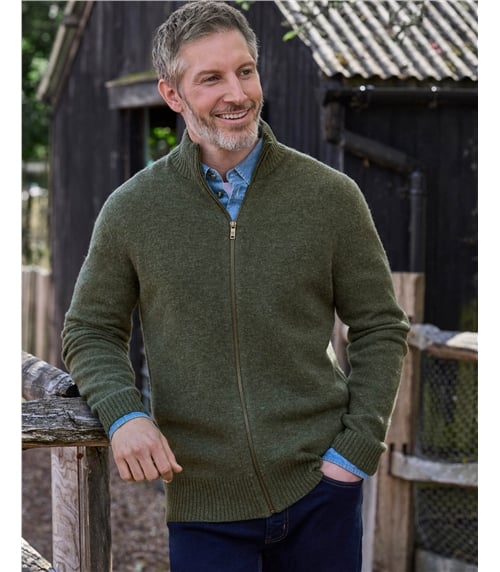 Mens Lambswool Lincoln Zipper Cardigan