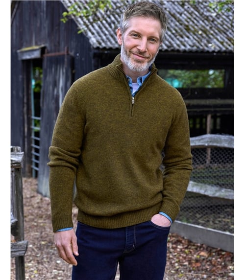 Mens Lambswool Zip Neck Jumper