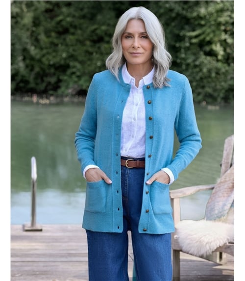 Lambswool Ladies Crew Neck Cardigan