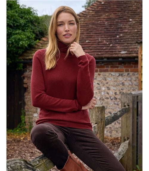 Cashmere and Merino Fitted Polo Neck Knitted Jumper