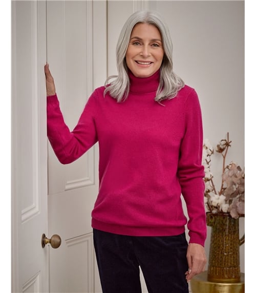 Cashmere and Merino Fitted Polo Neck Knitted Jumper