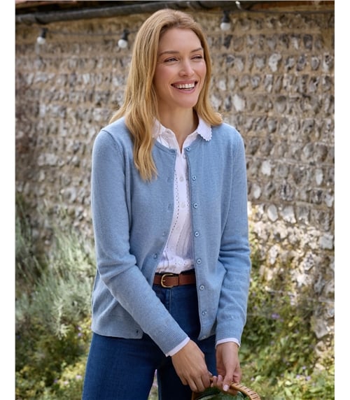 Cashmere Merino Crew Neck Cardigan