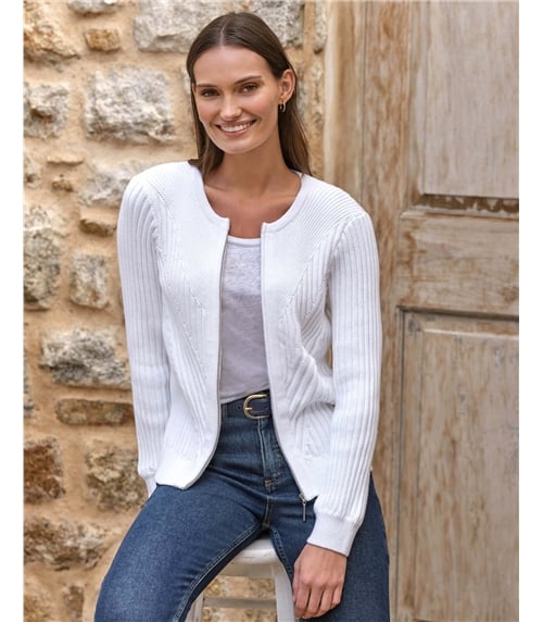 Cotton Rib Zip Cardigan