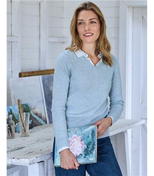 Cashmere & Merino V Neck Knitted Jumper