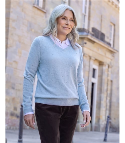 Cashmere & Merino V Neck Knitted Jumper