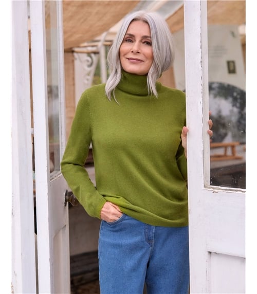 Cashmere and Merino Fitted Polo Neck Knitted Jumper