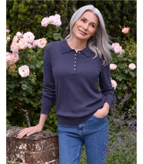 Cashmere and Merino Knitted Polo Shirt