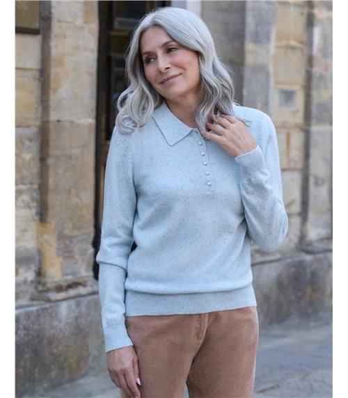 Cashmere and Merino Knitted Polo Shirt