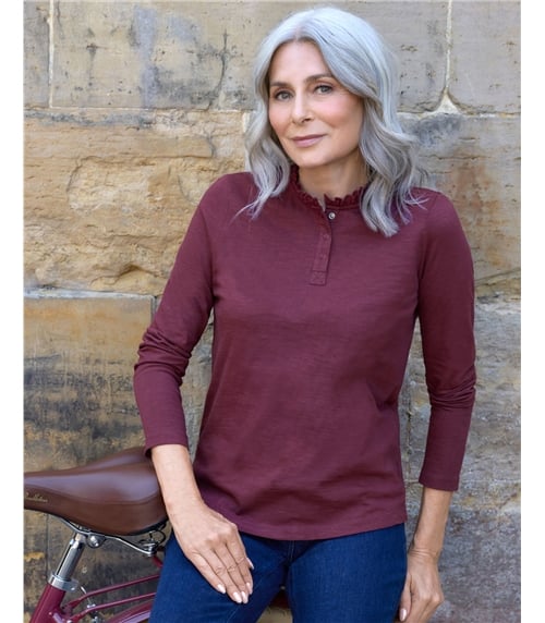 Frill Collar Popper Detail Top