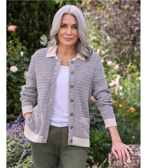Textured Collar Cardigan
