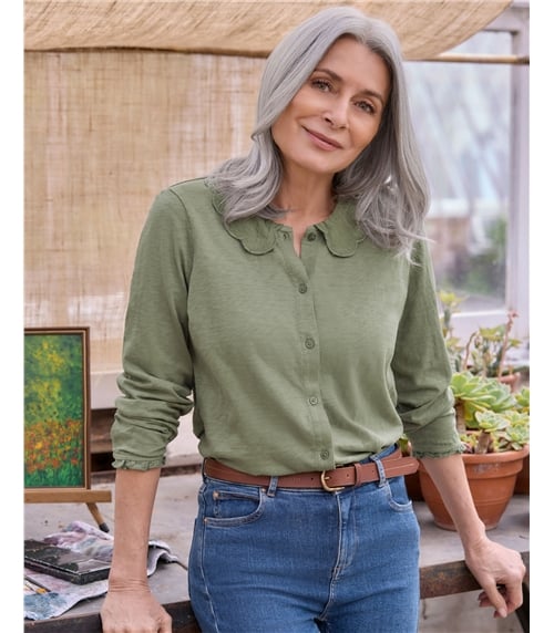 Petal Collar Jersey Top