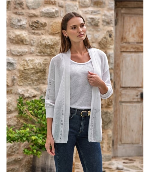 Long Line Linen Edge To Edge Cardigan