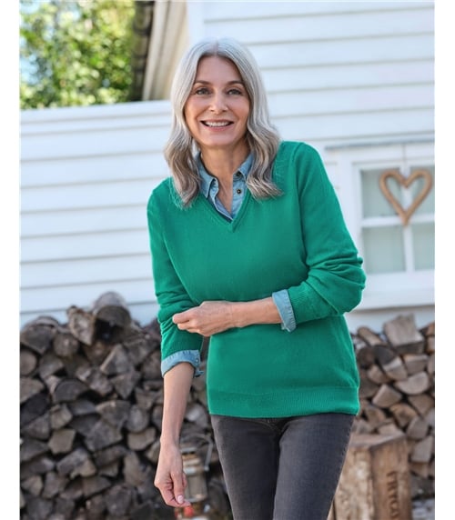 Cashmere & Merino V Neck Knitted Jumper