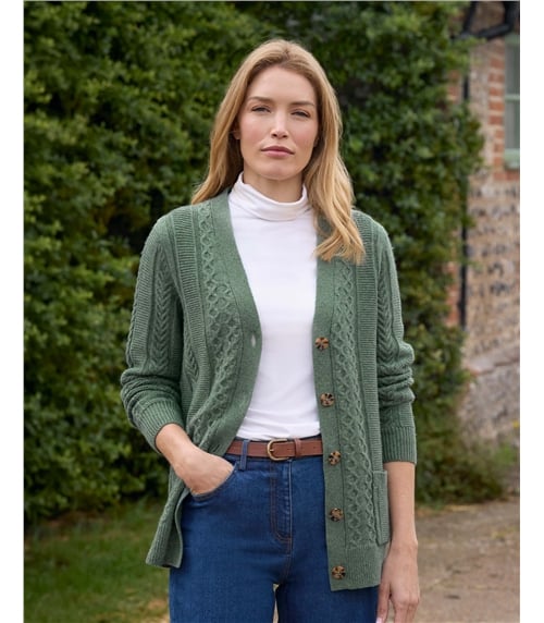 Longline Cable V Cardigan