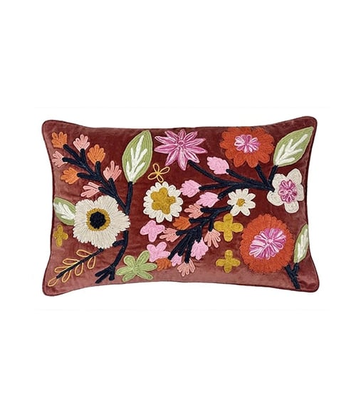 Floral Embroidered Cushion