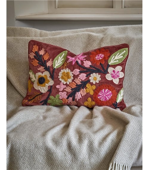 Floral Embroidered Cushion