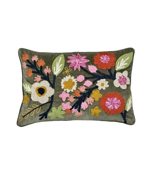 Floral Embroidered Cushion