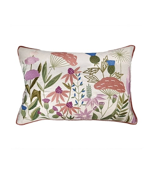 Floral Embroidered Cushion