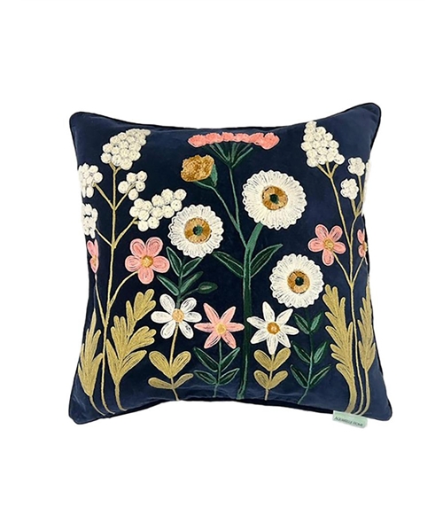 Floral Embroidered Square Cushion