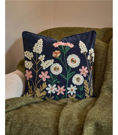 Floral Embroidered Square Cushion