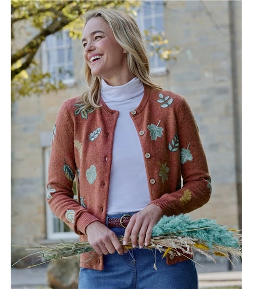 Leaf Embroidered Cardigan