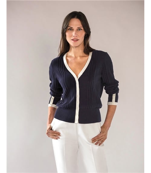 Supima Cotton V Tipped Cardigan