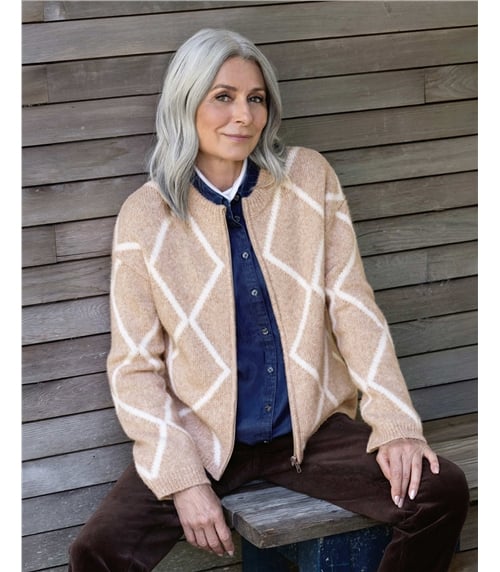 Check Zip Cardigan