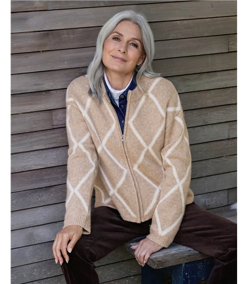 Check Zip Cardigan