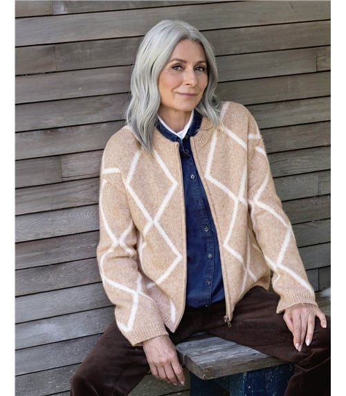 Check Zip Cardigan