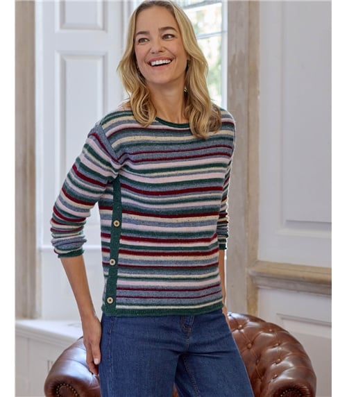 Pull à boutons rayés