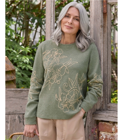 Cornelli Embroidered Textured Sweatshirt
