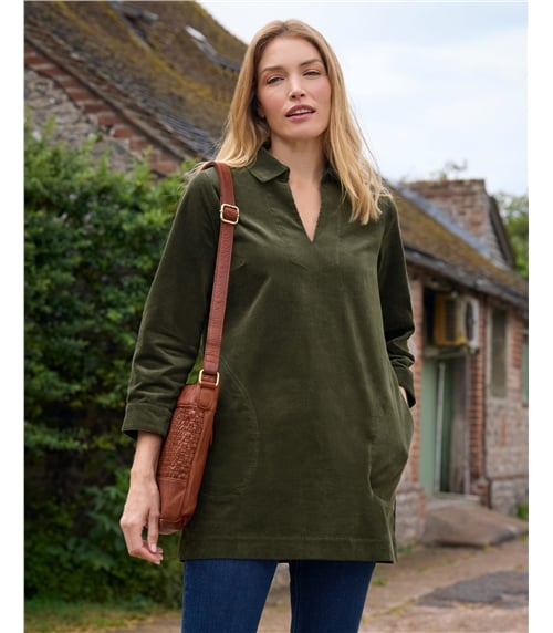 Cord Tunic With A Collar