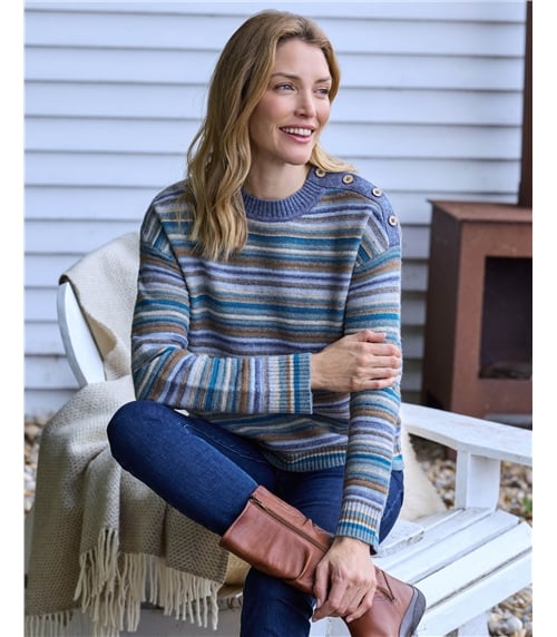 Button Marled Stripe