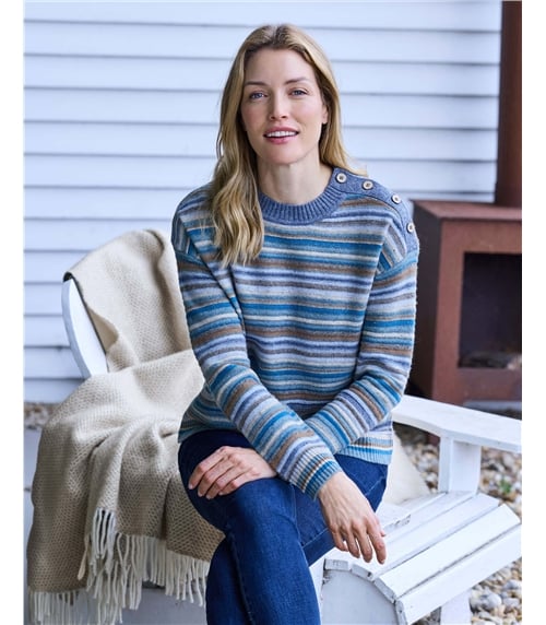 Button Marled Stripe