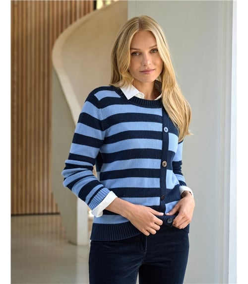 Cashmere Blend Asymmetric Stripe Sweater