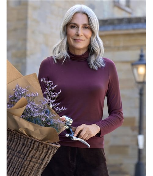 Jersey Slim Polo Neck Top