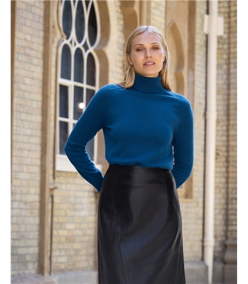 Womens Cashmere Polo Neck Sweater